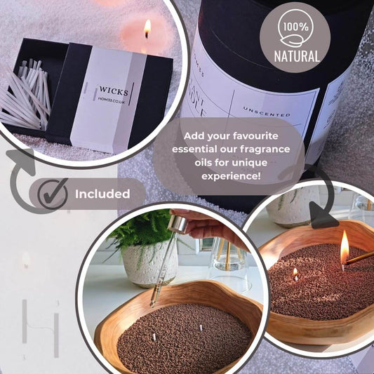 Hom33 Instant Candle pearled candle sand candle reusable candles  eco friendly candles  sustainable candles  refillable candle kit  reusable candle kit  candle wax beads  candle pearls  natural wax pearls