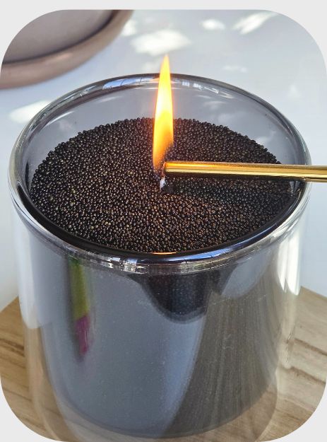 Hom33 Instant Candle pearled candle sand candle reusable candles  eco friendly candles  sustainable candles  refillable candle kit  reusable candle kit  candle wax beads  candle pearls  natural wax pearls home decor