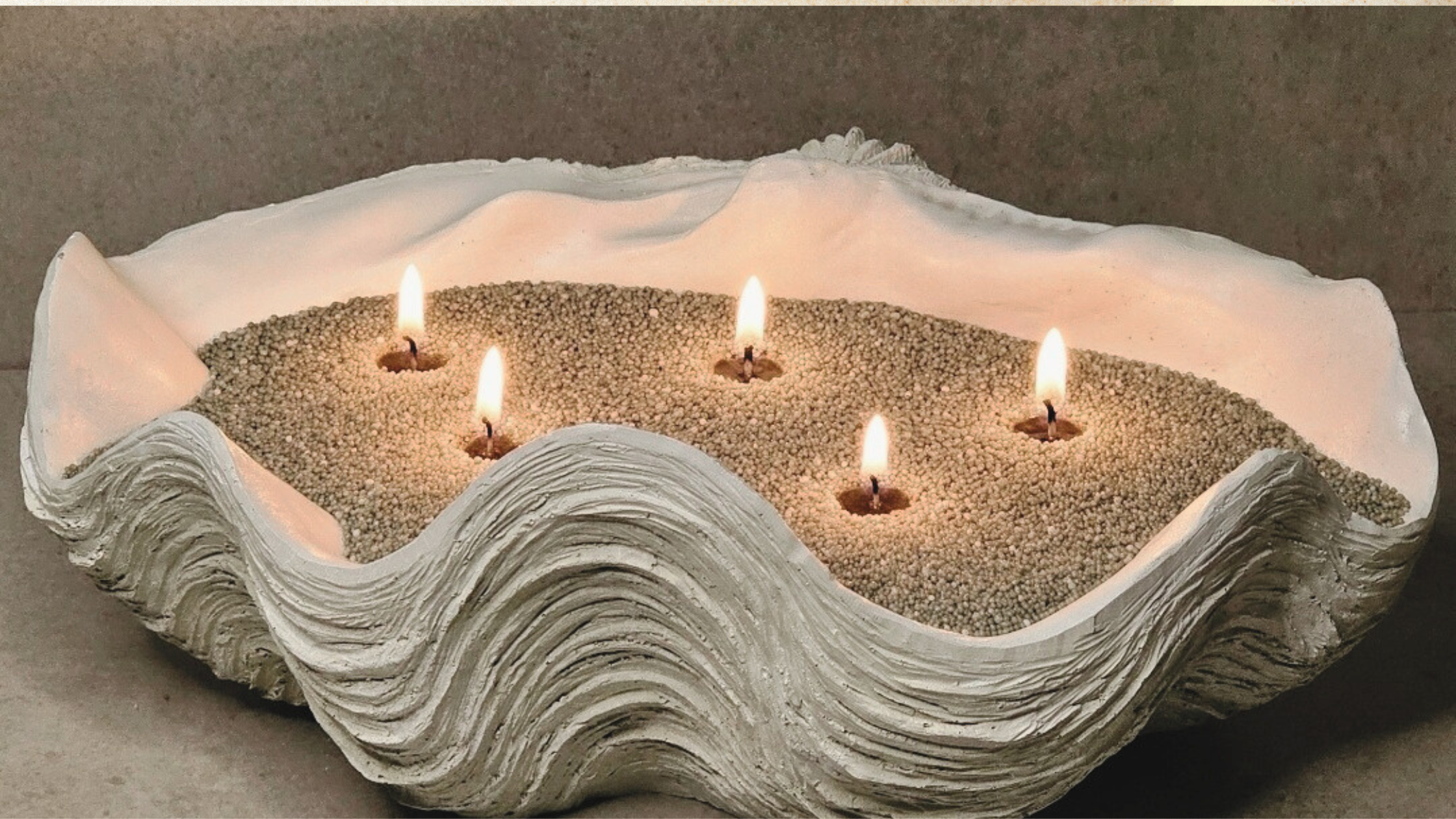 Hom33 Instant Candle — sustainable refillable sand candle styled for home decor, made with pearled candle wax.