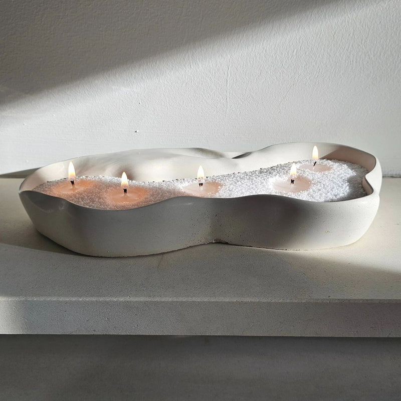 Sand Candle, Pearled Candle, Powder Candle. Modern sculptural refillable candle bowl with natural wax pearls – Hom33